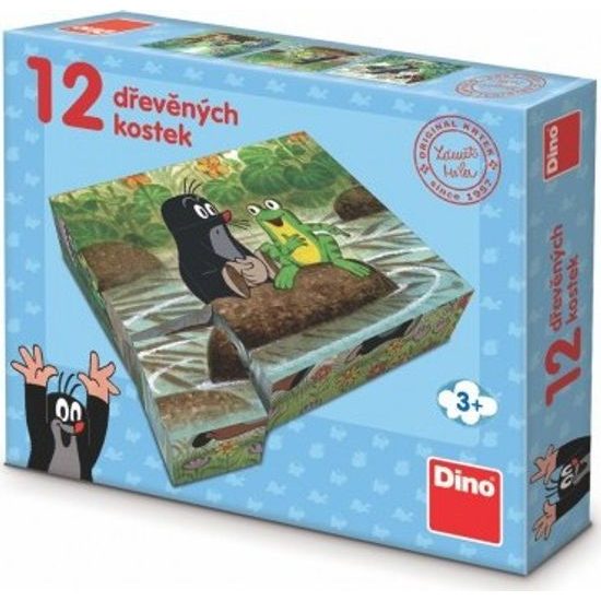 Dřevěné kostky Krtek a zvířátka 12ks