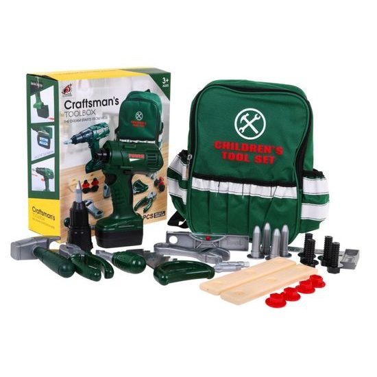 Sada dětského nářadí s vrtačkou na baterie v batůžku Craft Toolbox
