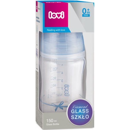 Lovi LOVI Skleněná lahvička 150 ml Diamond Glass - mašlička