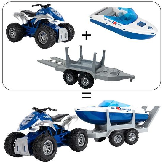 Dětská interaktivní čtyřkolka na setrvačník s lodí 4WD Offroader