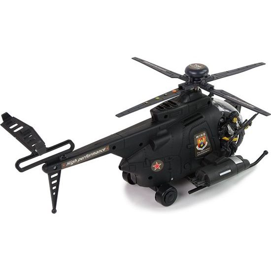 Vojenský vrtulník se světly černý