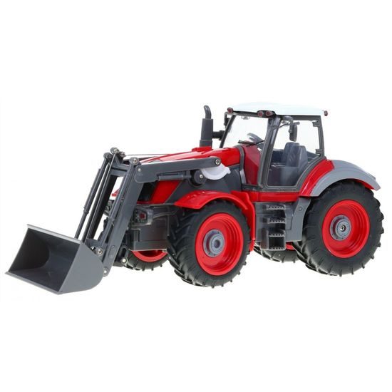 Traktor na dálkové ovládání se zelenou vlečkou Red Farmer 1:28