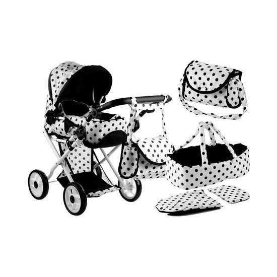 Alice kočárek pro panenky 9346 kombinovaný černo-bílý