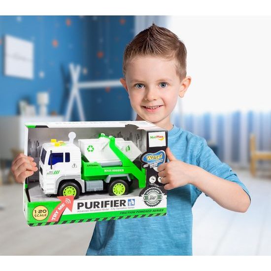 Popelářské auto s kontejnerem, světly a zvuky City Service 1:20