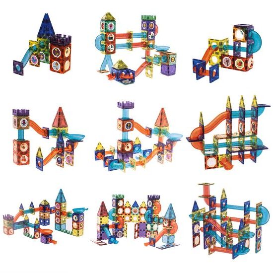 Magnetická svítící stavebnice se skluzavkou Light Magnetic 75 dílů