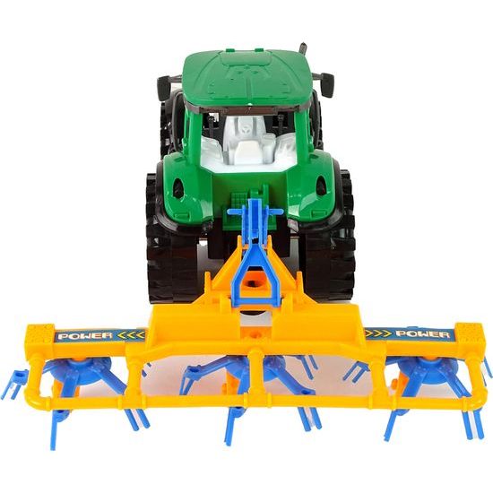 Zelený traktor s obracečkou sena pro děti