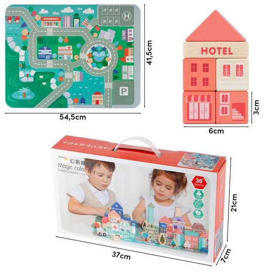 Sada dětských dřevěných kostek 115 ks v Městečko