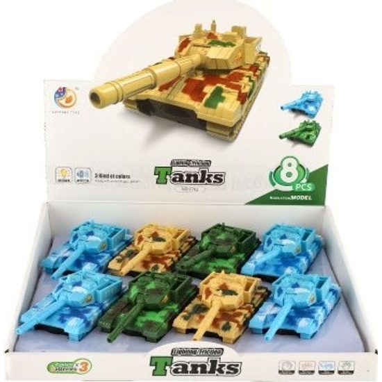 Tank na baterie se světlem - mix 3 barvy