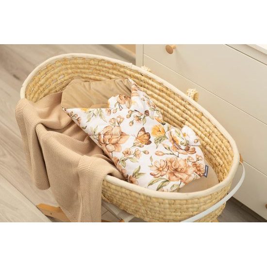 Oboustranná dětská zavinovačka - béžové květy 75x75 cm