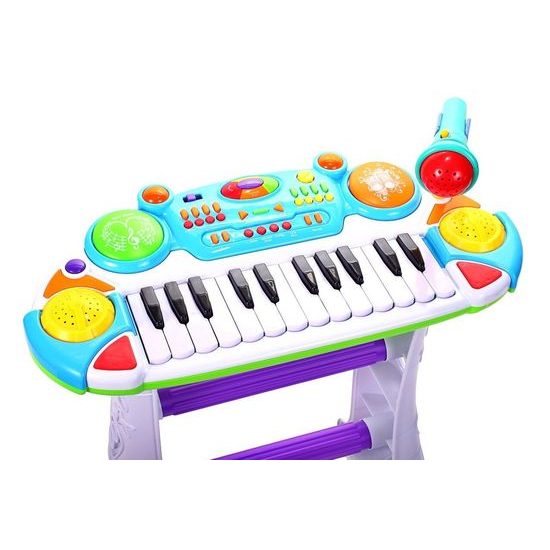 Dětské elektronické klávesy s mikrofonem a židličkou Music Keyboard modré