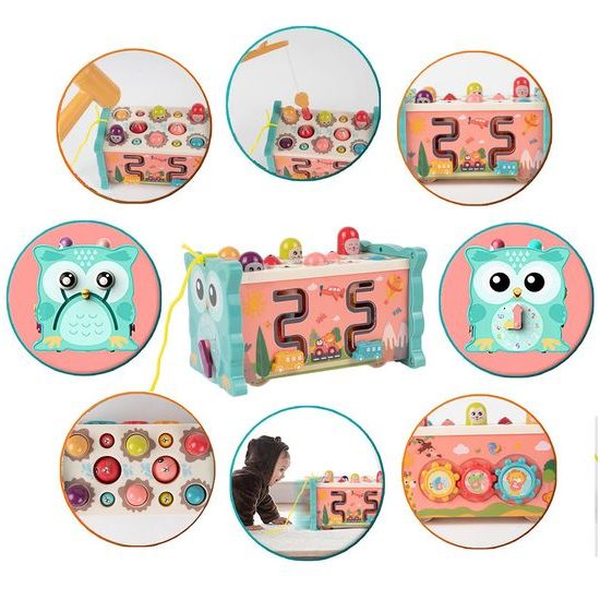 Magická edukační kostka pro děti 8v1 růžová