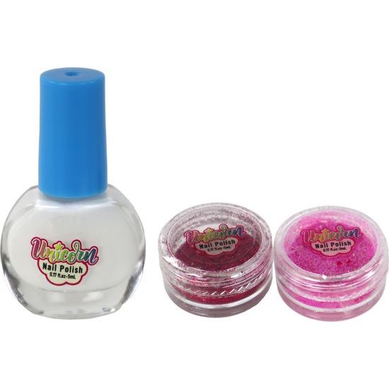 Lak na nehty s třpytkami a šablonami pro dívky