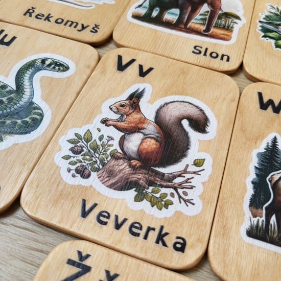 Barevné abecední karty - zvířata