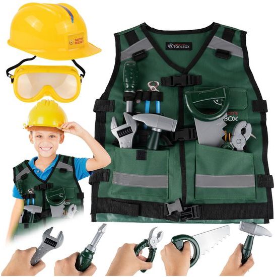 Sada dětského nářadí s vestou a helmou Craftmans Toolbox