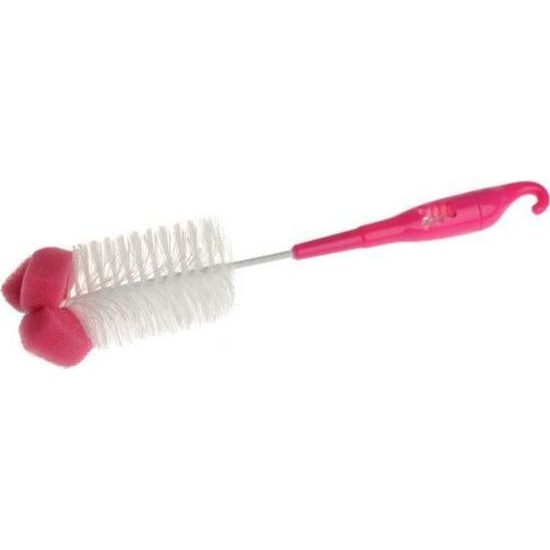 Kartáč s houbičkou na láhve růžový