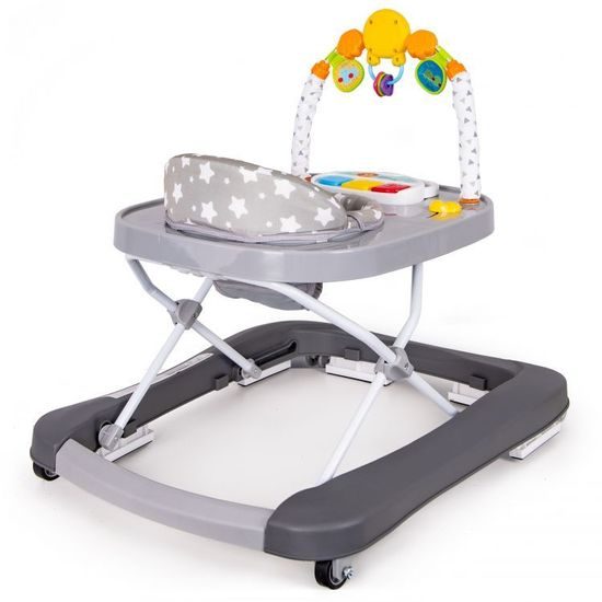 Ecotoys dětské chodítko s hračkami a melodiemi Lvíček šedé