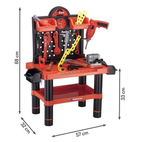 Ecotoys dětská pracovní dílnas s vrtačkou na baterie Superior