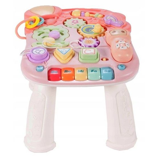 Doris interaktivní chodítko s hracím stolečkem 2v1 růžové