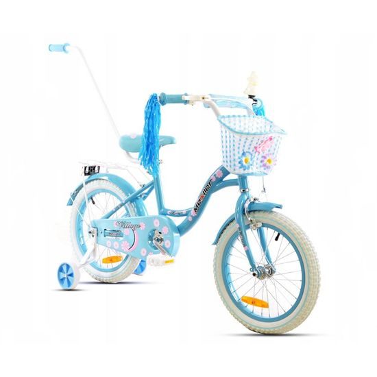 Dětské kolo Mexller Village s vodící tyčí blankytná 16"