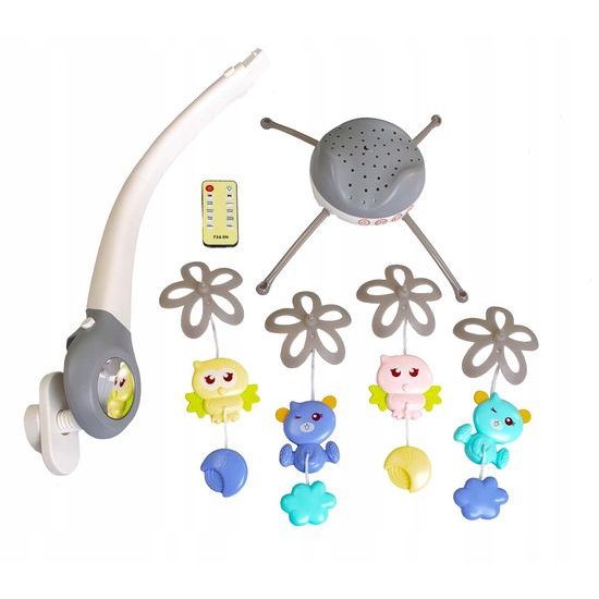 Doris kolotoč nad postýlku s projektorem a dálkovým ovládáním Bed Bell šedý