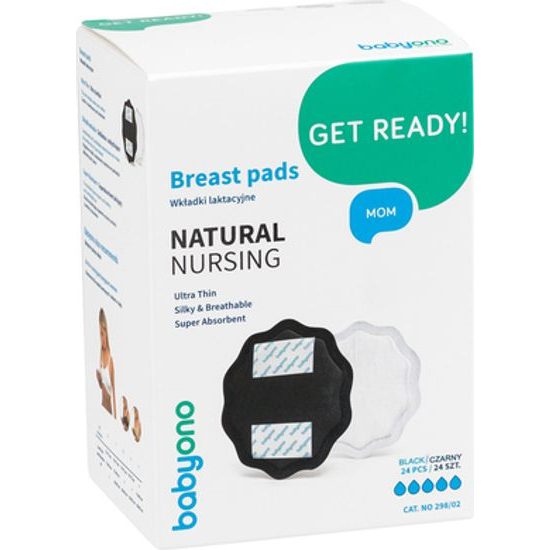BabyOno Ultra tenké prsní vložky do podprsenky 24ks černé