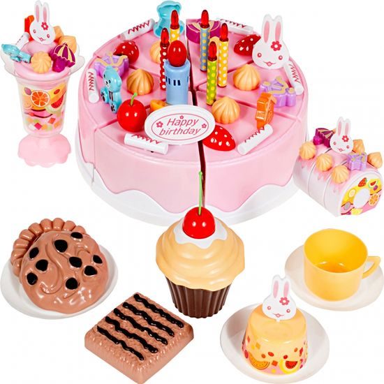 Narozeninová sada dort růžová 75 součástí DIY Cake