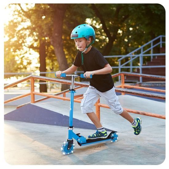 Dětská skládací koloběžka Scooter se svítícími koly - modrá