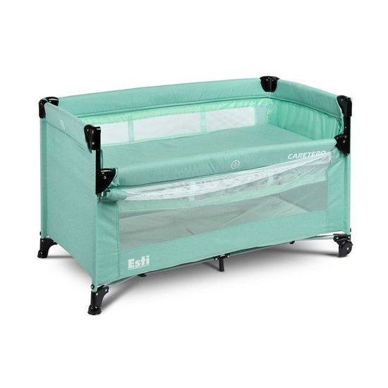 Dětská cestovní postýlka CARETERO ESTI se stahovací bočnicí mint