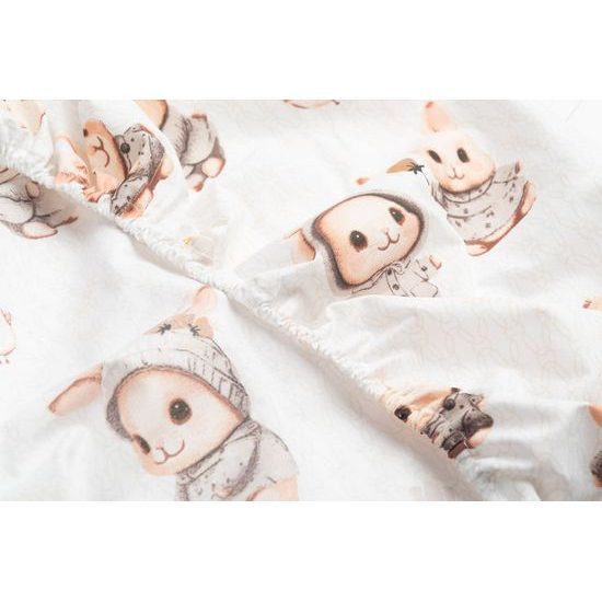 Prostěradlo do postýlky Králiček, meruňková 60x120cm