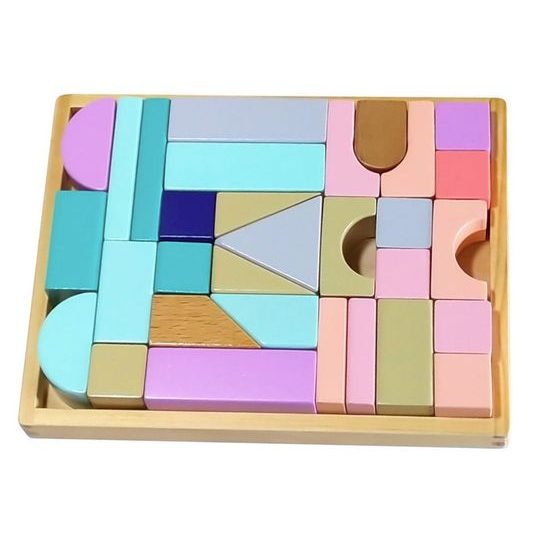 Ecotoys sada dřevěných kostek 29 ks v boxu