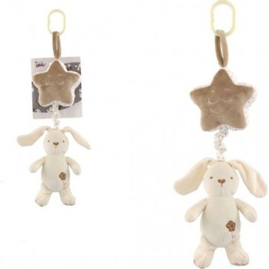 Zajíc s hvězdou hnědý- závěs na postýlku/kočárek hrací strojek