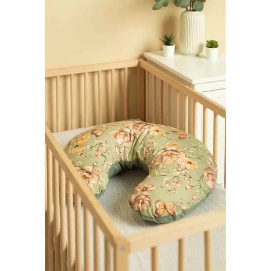 Kojící polštář ve tvaru U sensillo zelená s květy