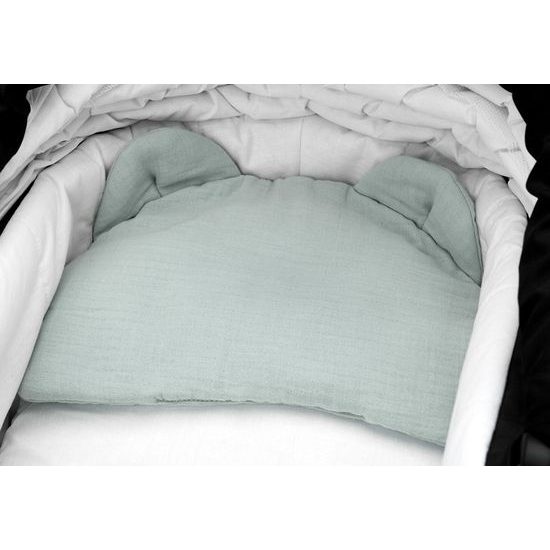 Mušelínová poduška do kočárku grafitová