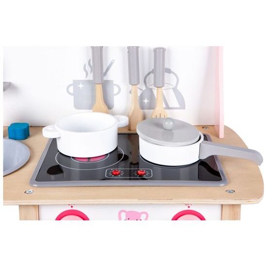 Ecotoys dětská dřevěná kuchyňka se zvuky a LED efekty