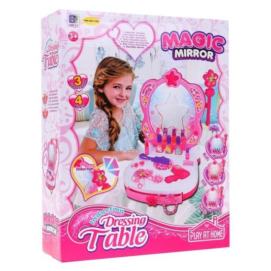 Majlo Toys přenosný toaletní stoleček se světly a zvuky Magic Mirror