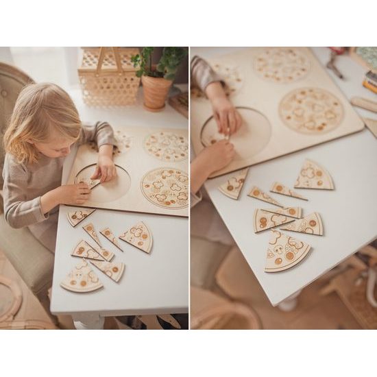 Pizza - zlomky - dřevěné edukativní puzzle