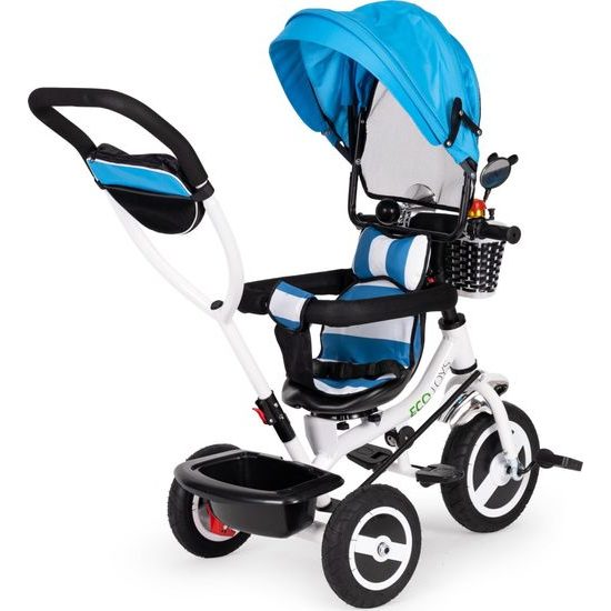Ecotoys dětská tříkolka s otočným sedadlem modrá - gumová kola