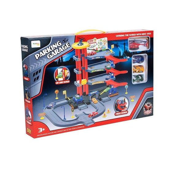 Parkovací garáž s výtahem, helikoptérou a 3 autíčky Parking Garage