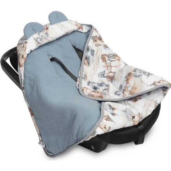 Dětská mušelínová zavinovačka do autosedačky Dráček jeans