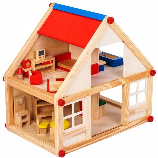 Doris dřevěný domeček pro panenky s nábytkem