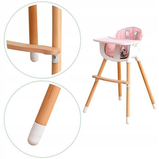 Ecotoys dřevěná jídelní židlička 2v1 růžová