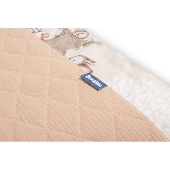 Ochranný mantinel do postýlky Lesní zvířátka, meruňková