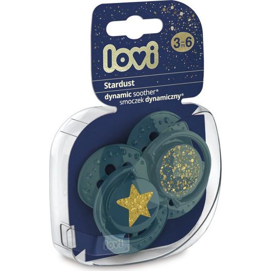 Lovi Silikonové dynamické dudlíky 3-6m, Stardust - zelené