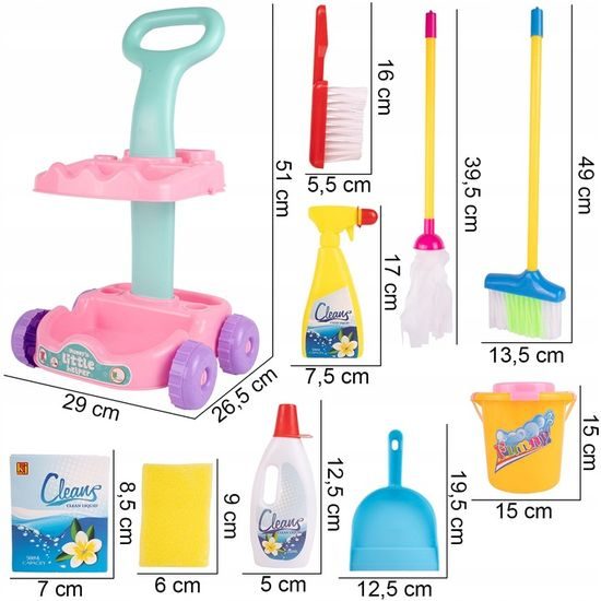 Dětský úklidový vozík s příslušenstvím Little Helper