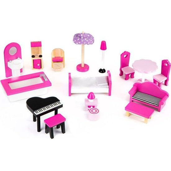 Ecotoys dřevěný domeček pro panenky s LED osvětlením Maryland