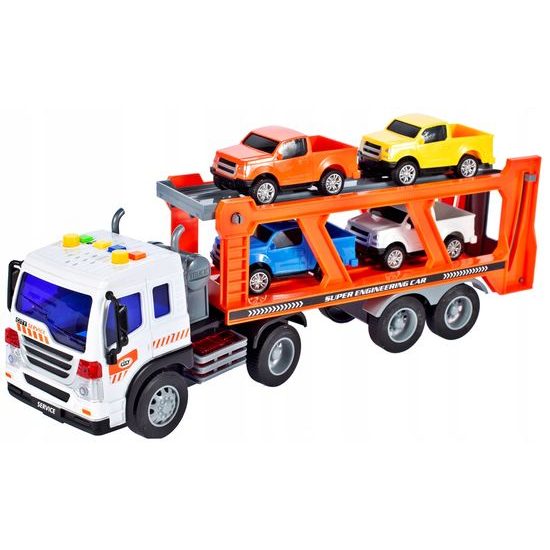 Nákladní auto se 4 autíčky světly a zvuky City Service 1:16