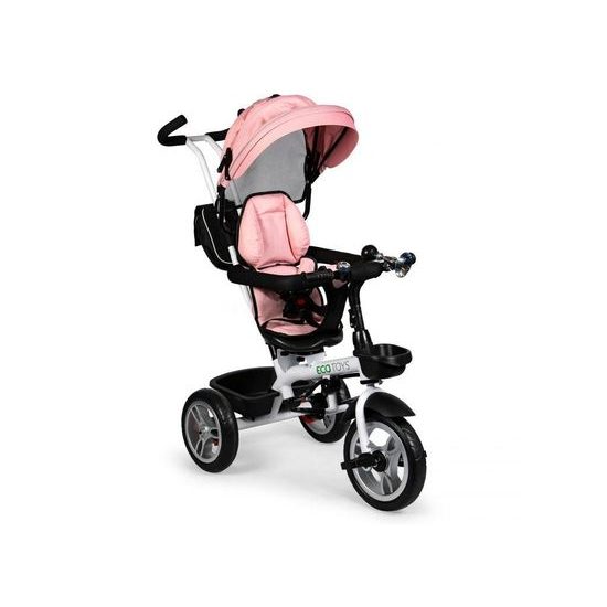 Ecotoys dětská tříkolka s otočným sedadlem 2v1 růžová