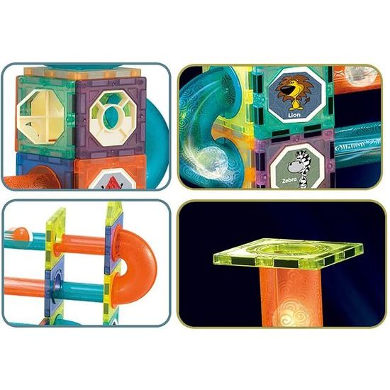 Magnetická svítící stavebnice se skluzavkou Light Magnetic 75 dílů