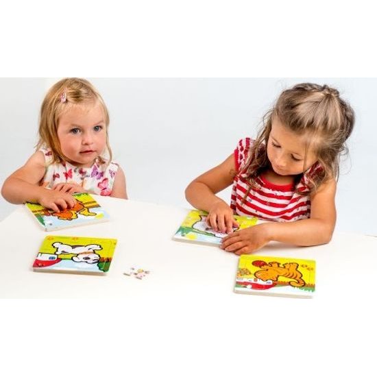 Dřevěné Mini puzzle 9 dílků - Moje první zvířátka pro nejmenší - mix 6 druhů