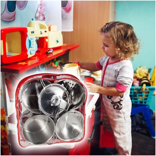 Sada dětského kovového nádobí v batůžku 12 součástí Kitchen Backpack